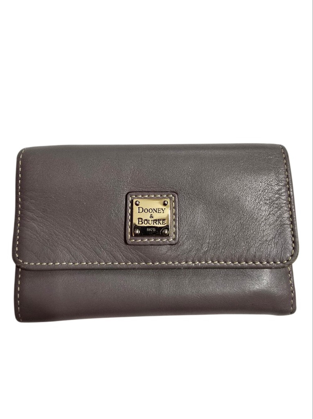 Dooney & Bourke Dark Brown Leather Key & Card Holder with Brass Logo